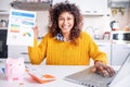 Cheerful black woman holding good credit score bank statement Royalty Free Stock Photo