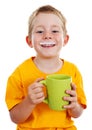 Cheerful boy with milk mustache Royalty Free Stock Photo