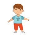 Cheerful Boy Standing with Open Arms for Hug Vector Illustration Royalty Free Stock Photo