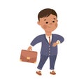 Cheerful Boy in Suit with Briefcase Depicting Businessman Profession Vector Illustration Royalty Free Stock Photo