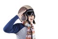 Cheerful boy wearing an aviator helmet Royalty Free Stock Photo