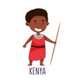 Cheerful Boy Wearing National Costume of Kenya Vector Illustration