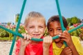 Cheerful boys at the playground Royalty Free Stock Photo