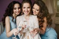 Girls Party. Beautiful Women Friends Celebrating And Drinking Ch Royalty Free Stock Photo