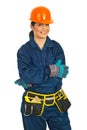 Cheerful builder woman Royalty Free Stock Photo