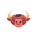 Cheerful Bull emoji flat icon