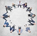 Cheerful Business People Holding Hands Forming a Circle