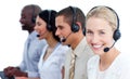 Cheerful business team with headset on Royalty Free Stock Photo