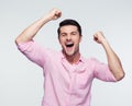 Cheerful businessman celebrating his success Royalty Free Stock Photo