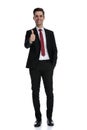 Cheerful businessman and giving a thumbs up Royalty Free Stock Photo