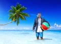 Cheerful Businessman relaxing on vacation Royalty Free Stock Photo