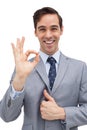 Cheerful businessman showing ok sign Royalty Free Stock Photo