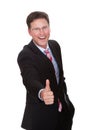 Cheerful Businessman Showing Thumbsup