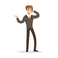 Cheerful businessman talking on the phone vector Illustration Royalty Free Stock Photo