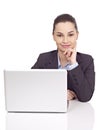 Cheerful businesswoman on white Royalty Free Stock Photo