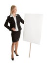 Cheerful businesswomen presenting empty board Royalty Free Stock Photo