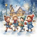 Cheerful Carolers: Musical Enthusiasm Spreading Festive Joy Royalty Free Stock Photo