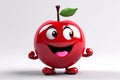 Cheerful Cartoon Apple Character on Transparent Background. AI Royalty Free Stock Photo