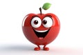 Cheerful Cartoon Apple Character on Transparent Background. AI Royalty Free Stock Photo