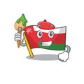 Cheerful cartoon Artist of flag oman with brush in his hand