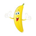 Cheerful Cartoon banana raising his hand