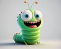 cheerful cartoon caterpillar - AI generated happy smiling bug