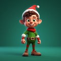 cheerful cartoon Christmas elf with minimalist background