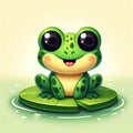 Cartoon Frog on a Lily Pad Royalty Free Stock Photo