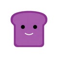 Happy Purple Bread Slice Cartoon Royalty Free Stock Photo