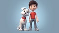 A cheerful cartoon illustration of a young boy with his animated dog friend Royalty Free Stock Photo