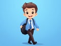 A cheerful cartoon illustration of a young schoolboy walking confidently with his backpack, dressed in a uniform. Royalty Free Stock Photo