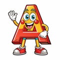 Cheerful cartoon letter A waving hello Royalty Free Stock Photo