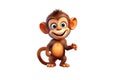 Cheerful Cartoon Monkey Character on Transparent Background. AI