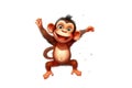 Cheerful Cartoon Monkey Character on Transparent Background. AI