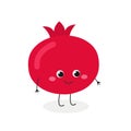 Cheerful cartoon pomegranate character in flat style