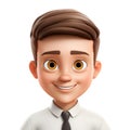 Cheerful Cartoon Schoolboy With Brown Hair and Tie. Generative AI