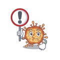 Cheerful cartoon style of retro virus corona holding a sign Royalty Free Stock Photo