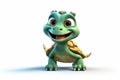 Cheerful Cartoon Turtle: Transparent Background. AI