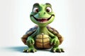 Cheerful Cartoon Turtle: Transparent Background. AI