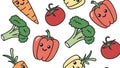 Cheerful Cartoon Vegetables with Faces Seamless Pattern, vector design Generative AI Royalty Free Stock Photo