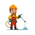 Cartoon character cleaning with a water sprayer illustration Royalty Free Stock Photo