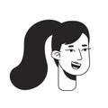 Cheerful caucasian girl monochrome flat linear character head