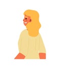 Cheerful caucasian woman with bright smile semi flat colorful vector character