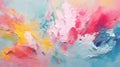 Cheerful Celebration Of Nature: Abstract Pastel Painting With Blue Splashes Royalty Free Stock Photo