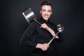 Cheerful chef with kitchen ustensils Royalty Free Stock Photo
