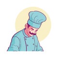 Cheerful chef in uniform cooking
