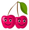 Cheerful cherries. Happy little berries in cartoon style