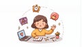 Cheerful Chibi Mother Multitasking at Home Office Royalty Free Stock Photo
