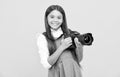 cheerful child girl take photo with digicam, photography Royalty Free Stock Photo