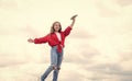 cheerful child singer singing in microphone music style, vocal Royalty Free Stock Photo